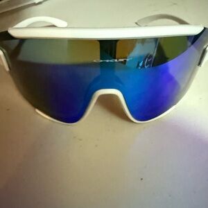 Oakley White Frame with Blue Lenses Sunglasses